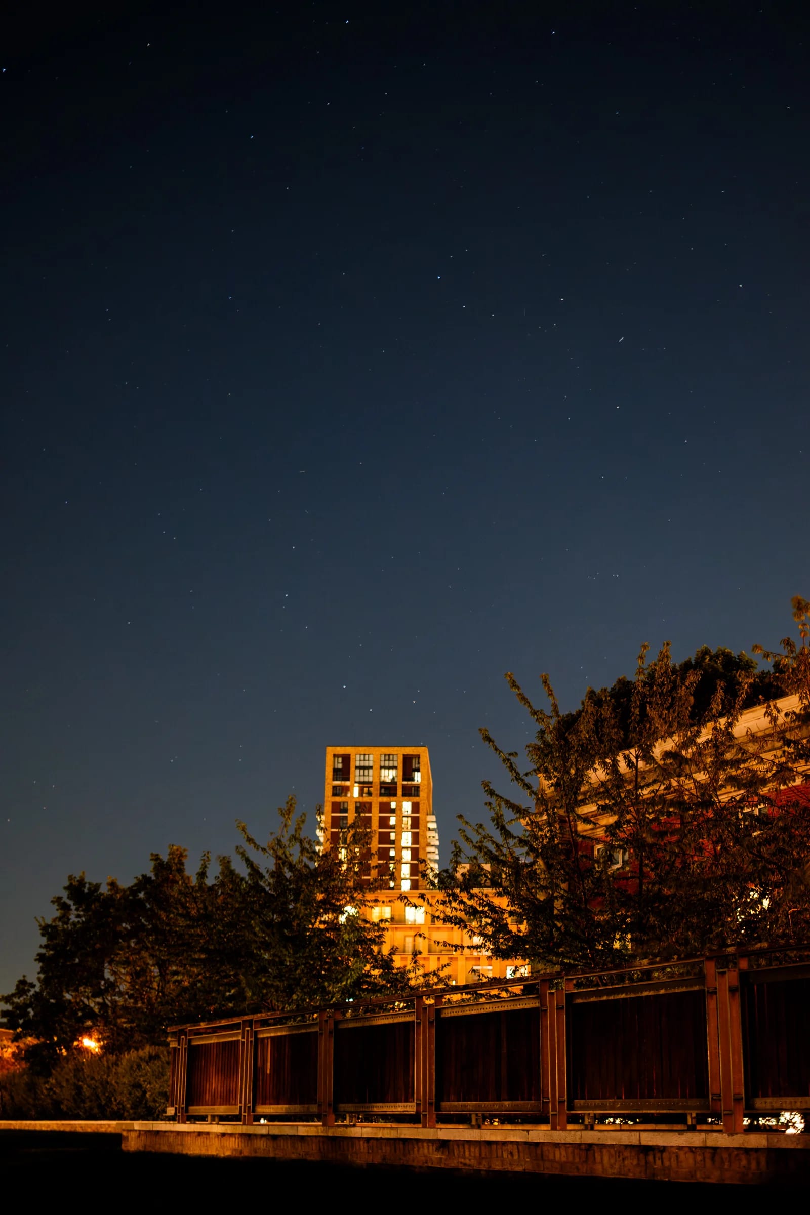 Illuminated City Building at Night