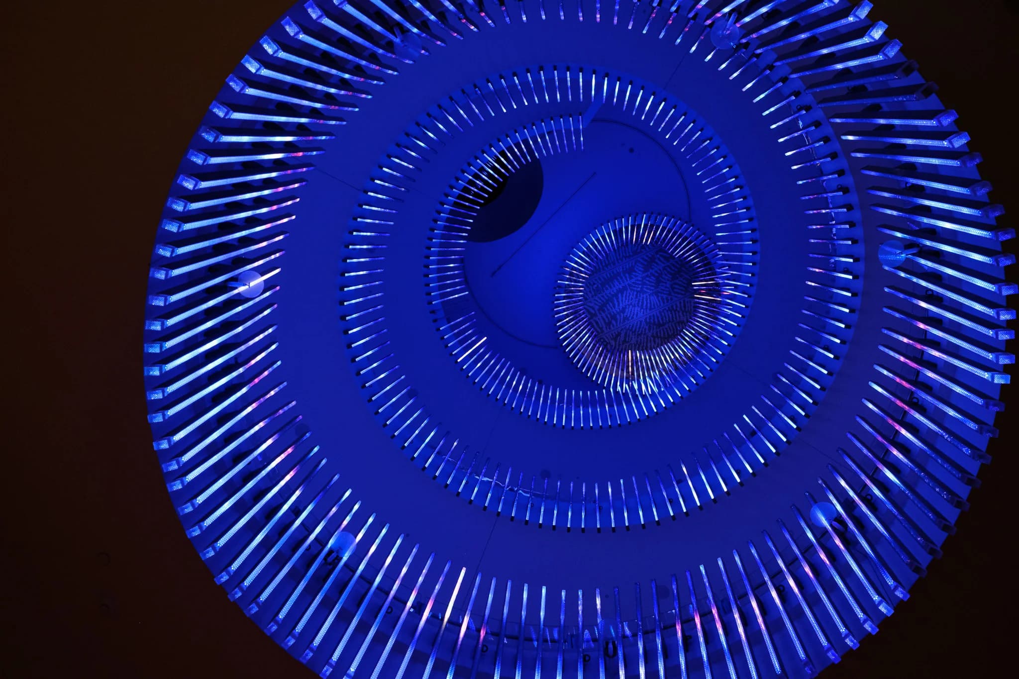 Blue Spiral Light Sculpture