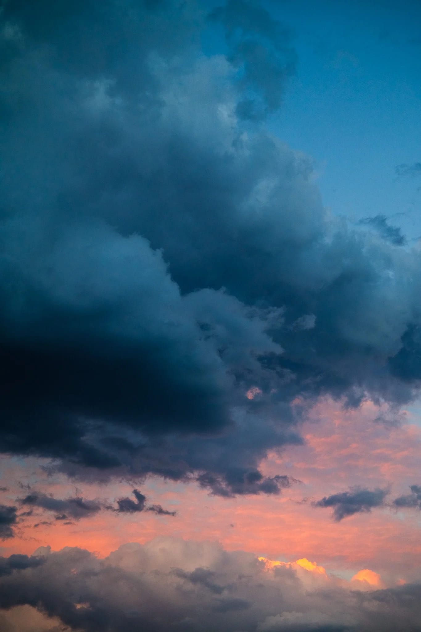 Evening Sky with Dark and Colorful Clouds