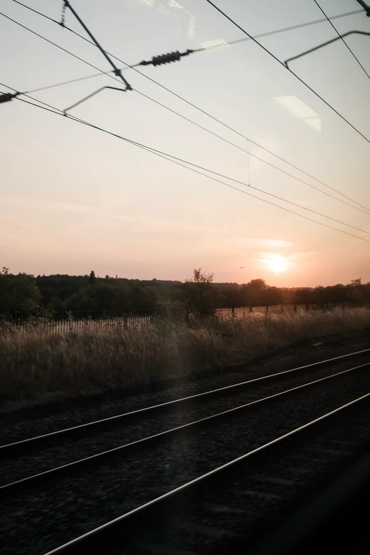 Sunset view from a British train