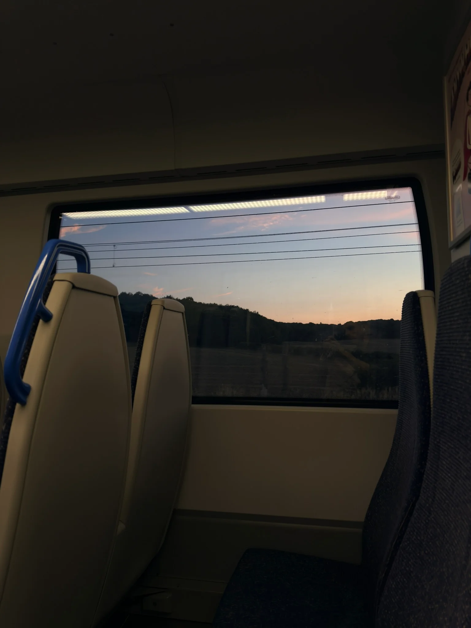 Evening landscape from a moving train