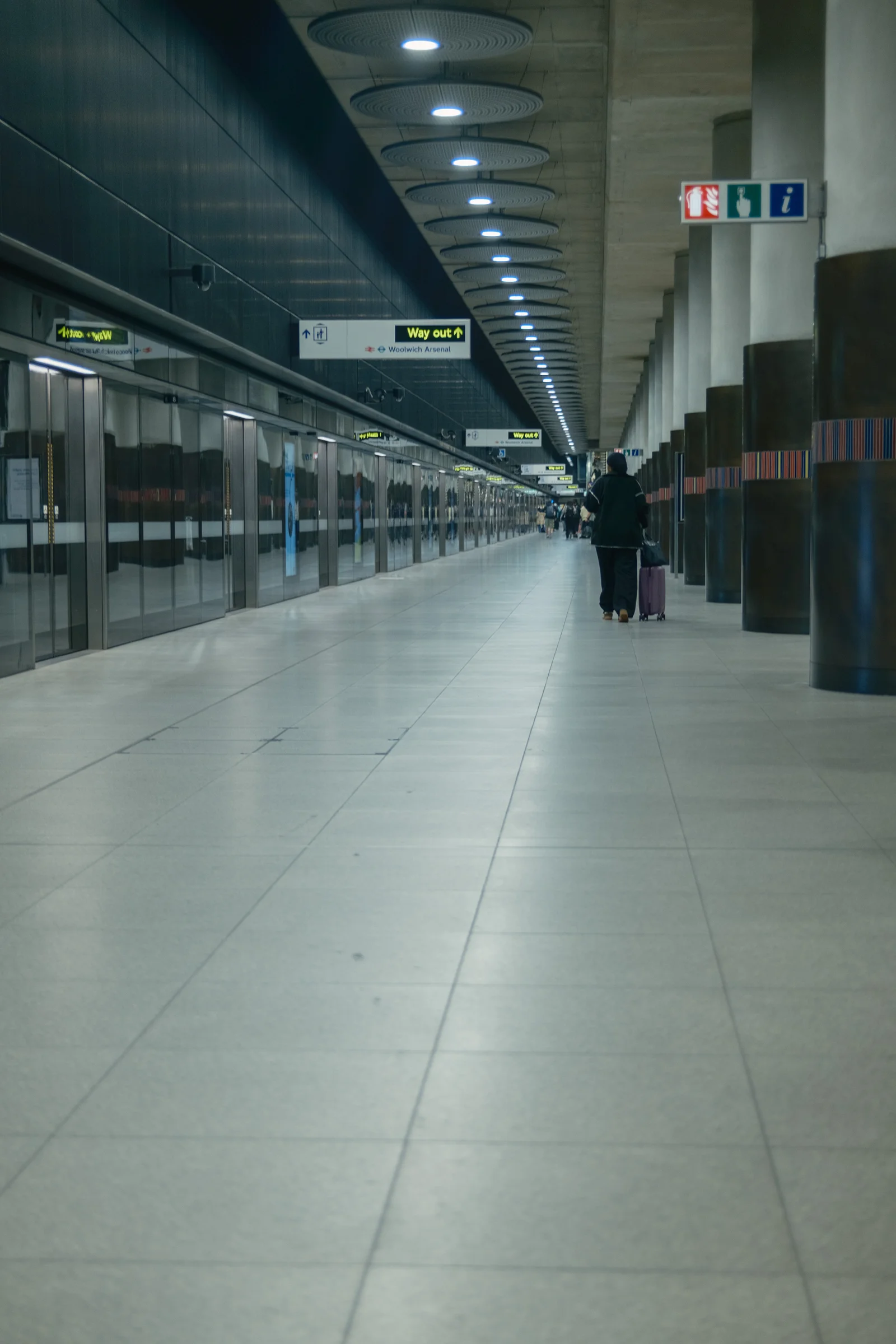 Traveller on underground station platform